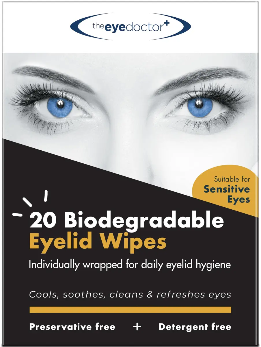 The Eye Doctor Biodegradable Eyelid Wipes 20 Count | Gentle Daily Lid Care for Sensitive Eyes - main product image