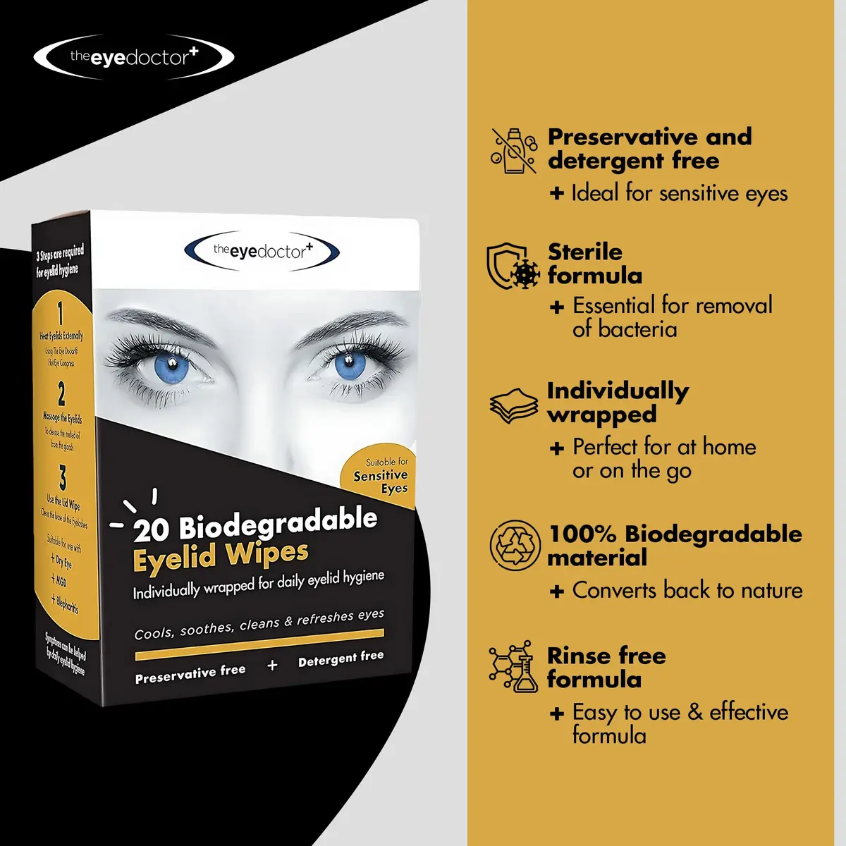 The Eye Doctor Biodegradable Eyelid Wipes 20 Count | Gentle Daily Lid Care for Sensitive Eyes - view 6