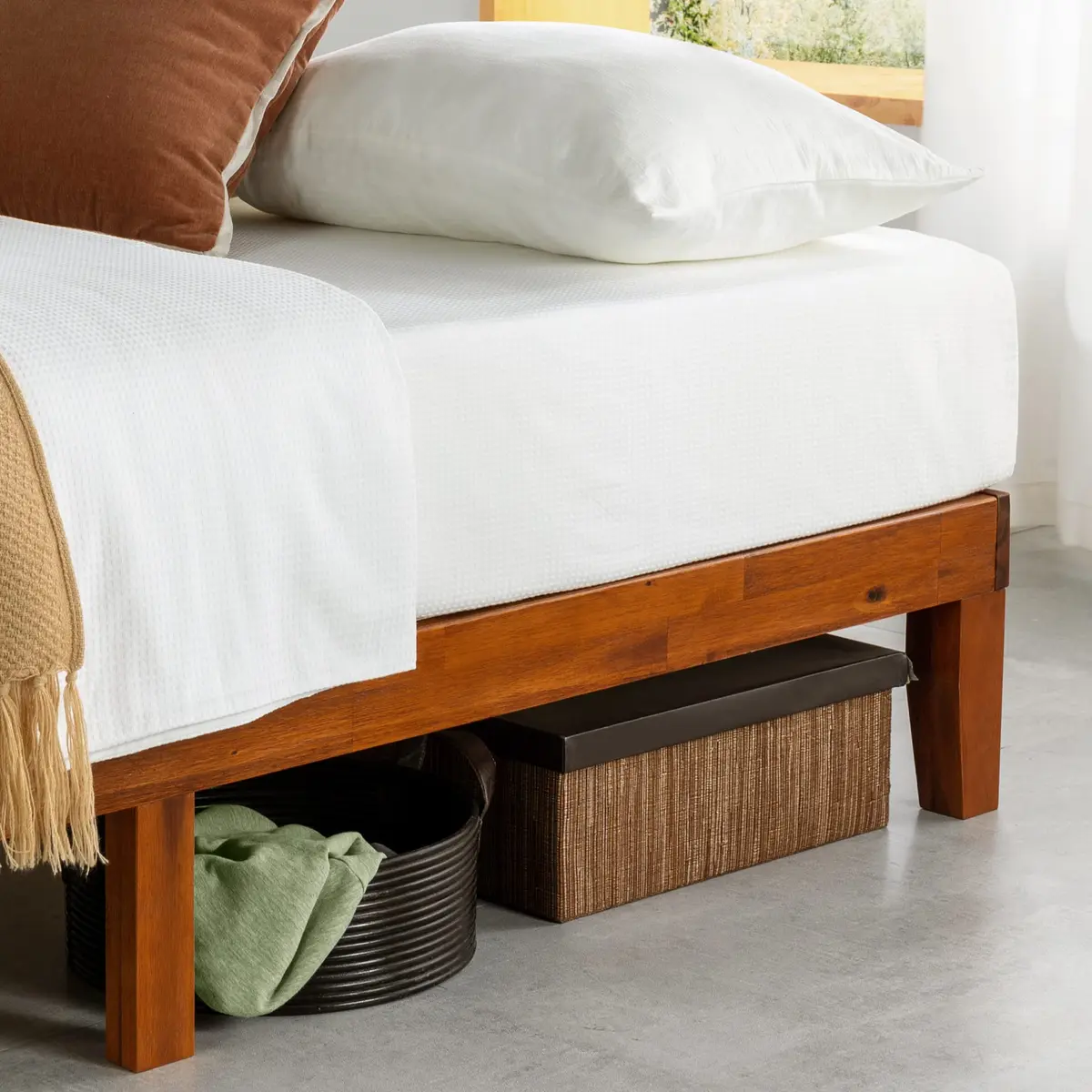Mellow Naturalista Classic Twin Bed Frame 12 Inch Cherry | Solid Wood, No Box Spring Needed - view 2