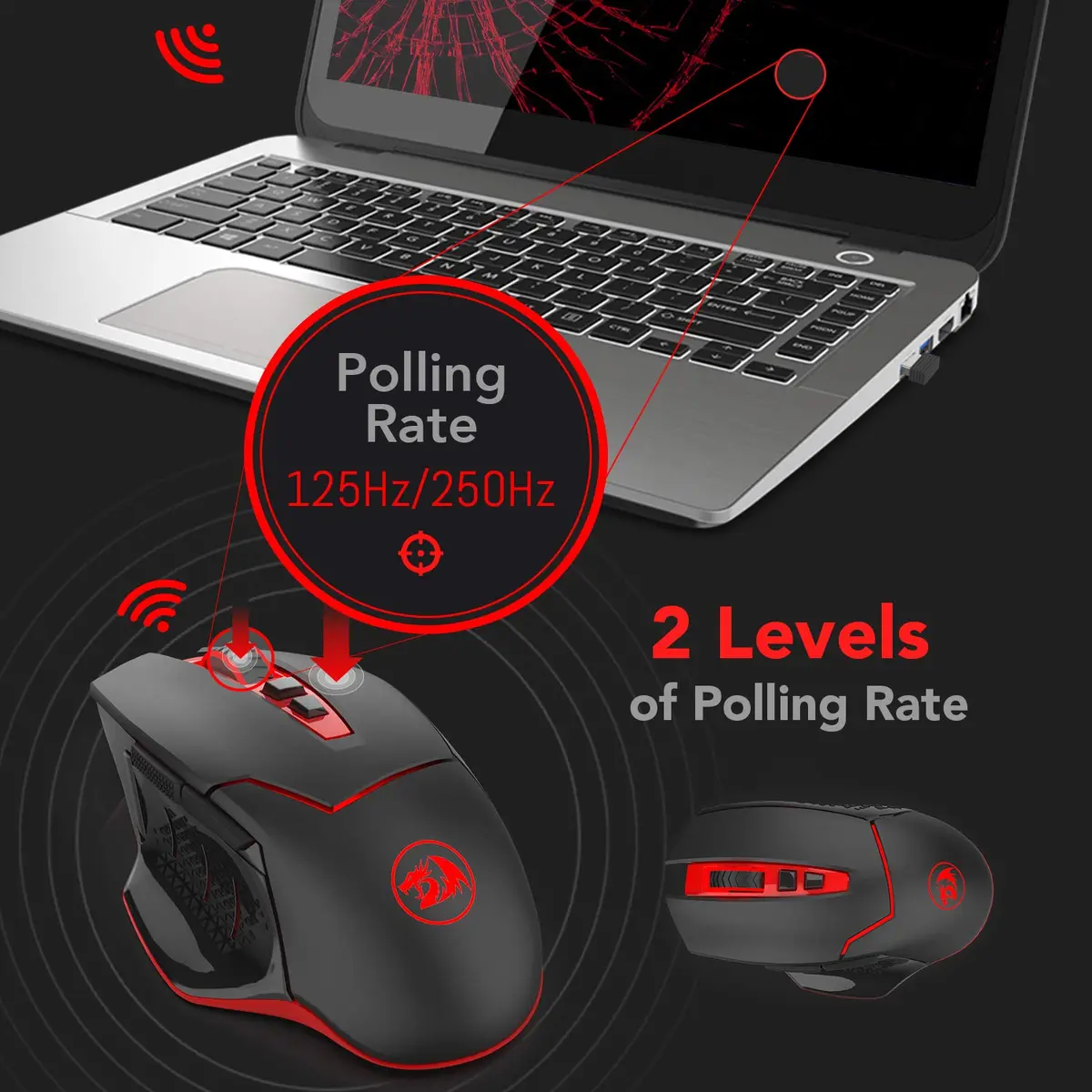 Redragon M690-1 Wireless Optical Gaming Mouse 2400 DPI Remapping Keys | 5 DPI Levels, 8 Buttons, 2.4G Wireless - view 8