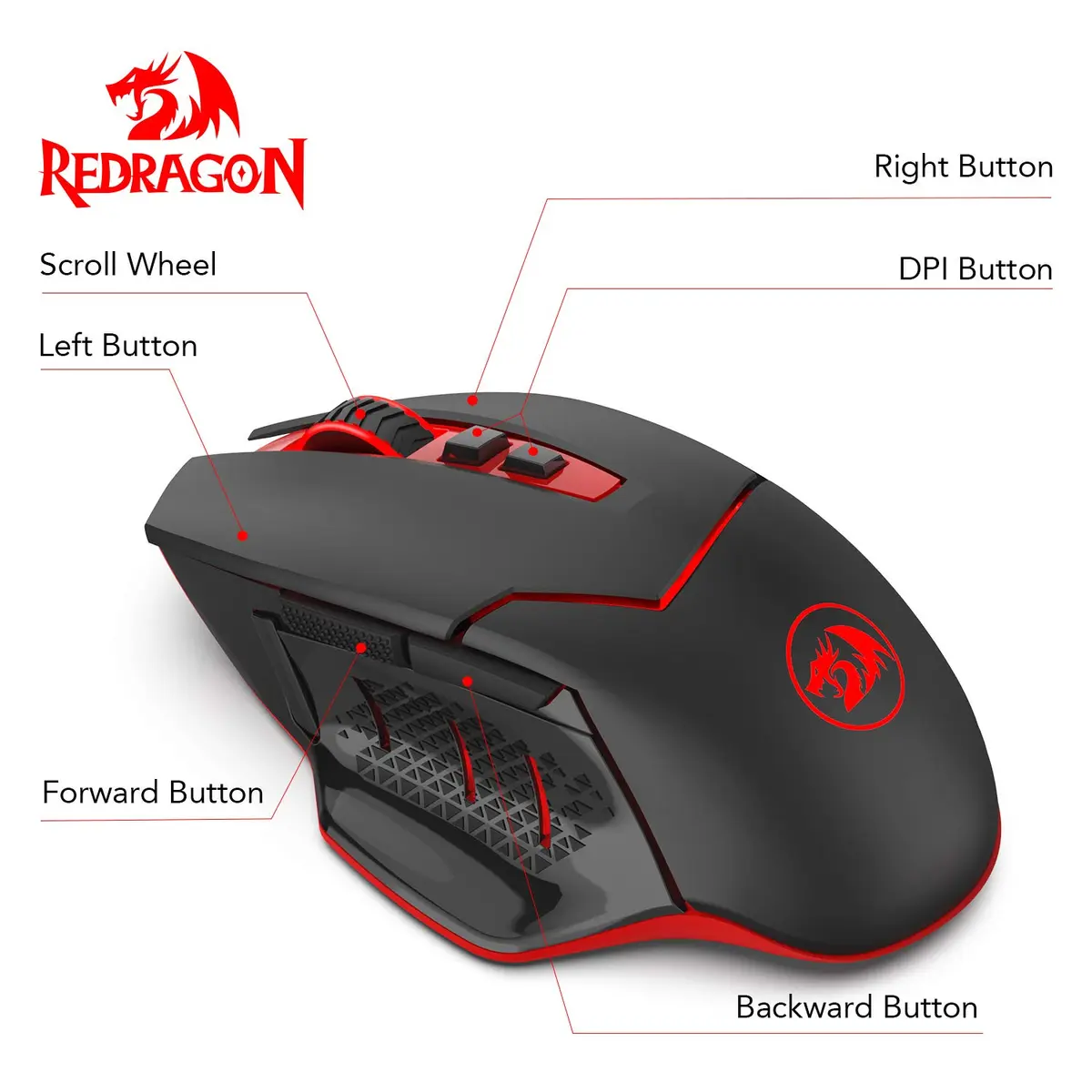 Redragon M690-1 Wireless Optical Gaming Mouse 2400 DPI Remapping Keys | 5 DPI Levels, 8 Buttons, 2.4G Wireless - view 3