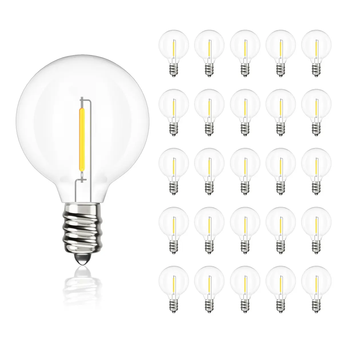 Svater G40 LED Replacement Bulbs for Outdoor String Lights, 25 Pack | Dimmable Shatterproof Globe Bulbs, E12/C7 Screw Base, Warm White 2700K - view 9