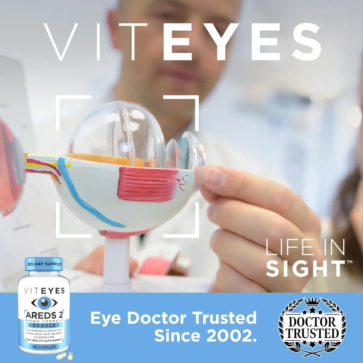Viteyes AREDS 2 Advanced Macular Support with Bilberry, Grape Seed, Lutein, Selenium, Natural Vitamin E, Allergen Free, Eye Vitamins for Vision Support, 60 Count | Supports Macular Health - view 4