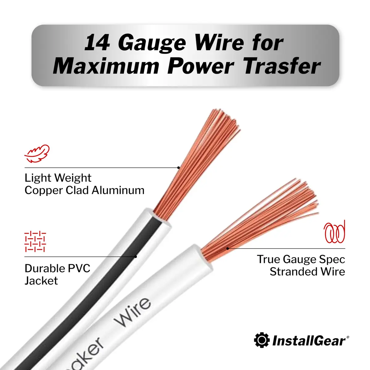 InstallGear 14 Gauge AWG Speaker Cable 100ft White | Durable Marine & Automotive Wire - view 2