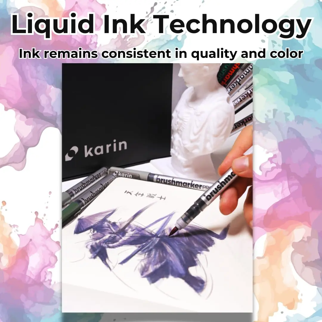 Karin Brushmarker Pro 12pc Sky Colors Brush Tip Markers Set 2.4ml (0.08 Fl Oz) | Blendable Water-Based Markers for Adults and Artists - view 2