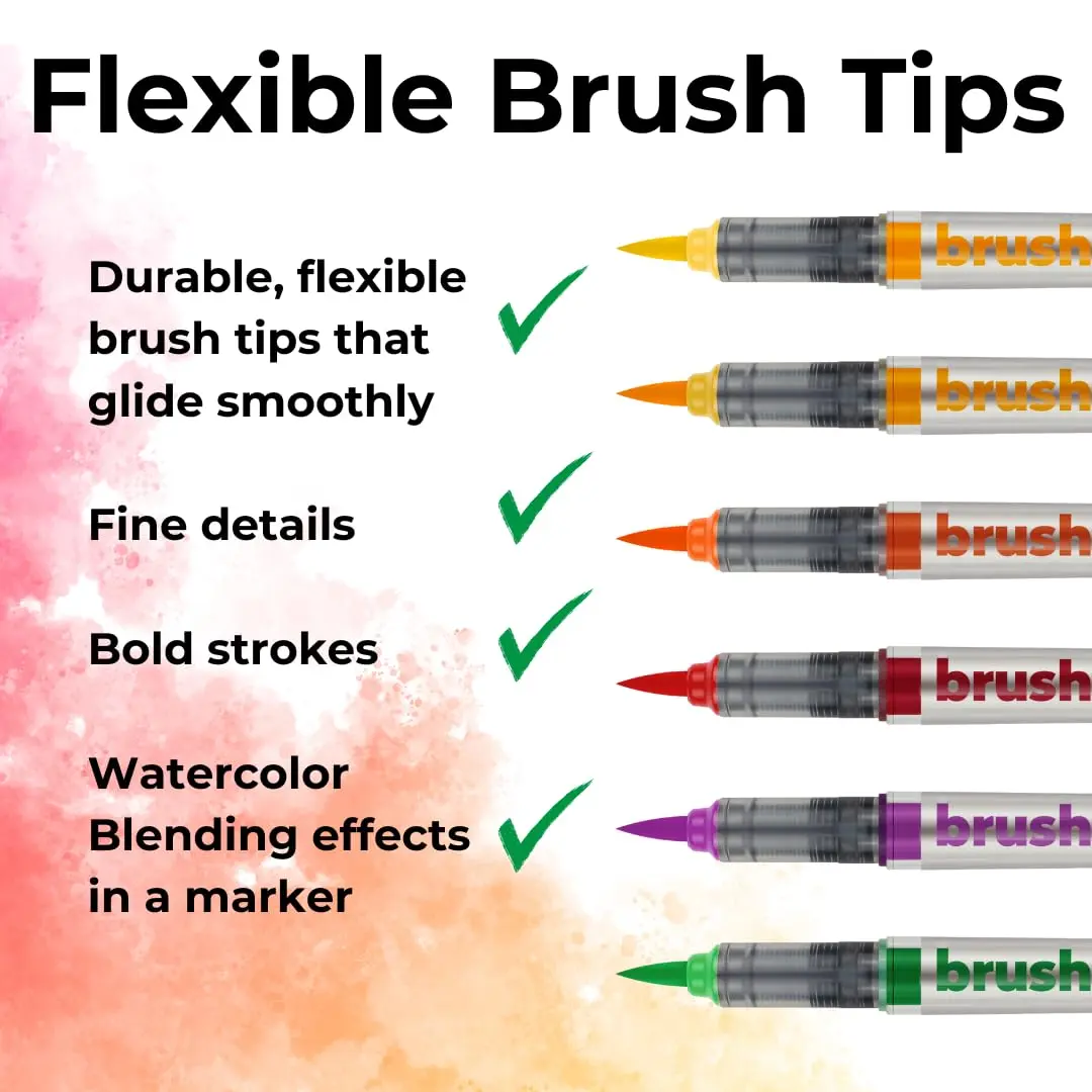 Karin Brushmarker Pro 12pc Basic Colors Brush Tip Markers Set | Blendable Water-Based Professional Grade Markers for Adults and Artists - view 6