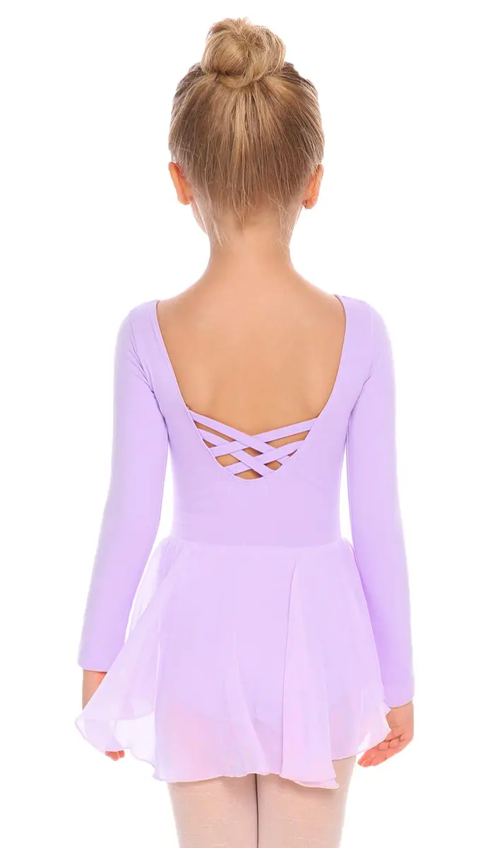 Zaclotre Little Kid Girl's Classic Long Sleeve Dance Dresses Lilac | Ballet Leotard for 2-11Y - main product image