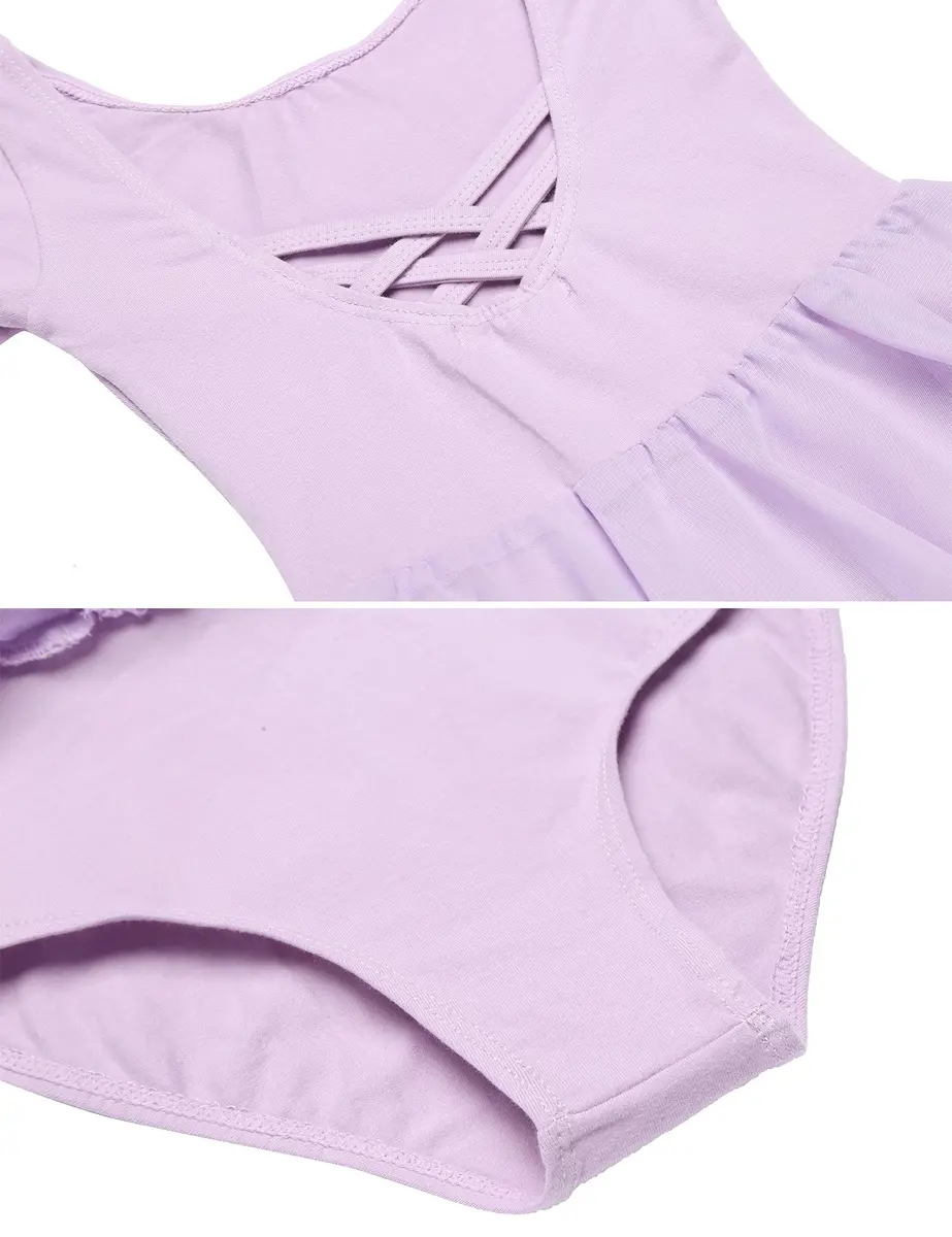 Zaclotre Little Kid Girl's Classic Long Sleeve Dance Dresses Lilac | Ballet Leotard for 2-11Y - view 6