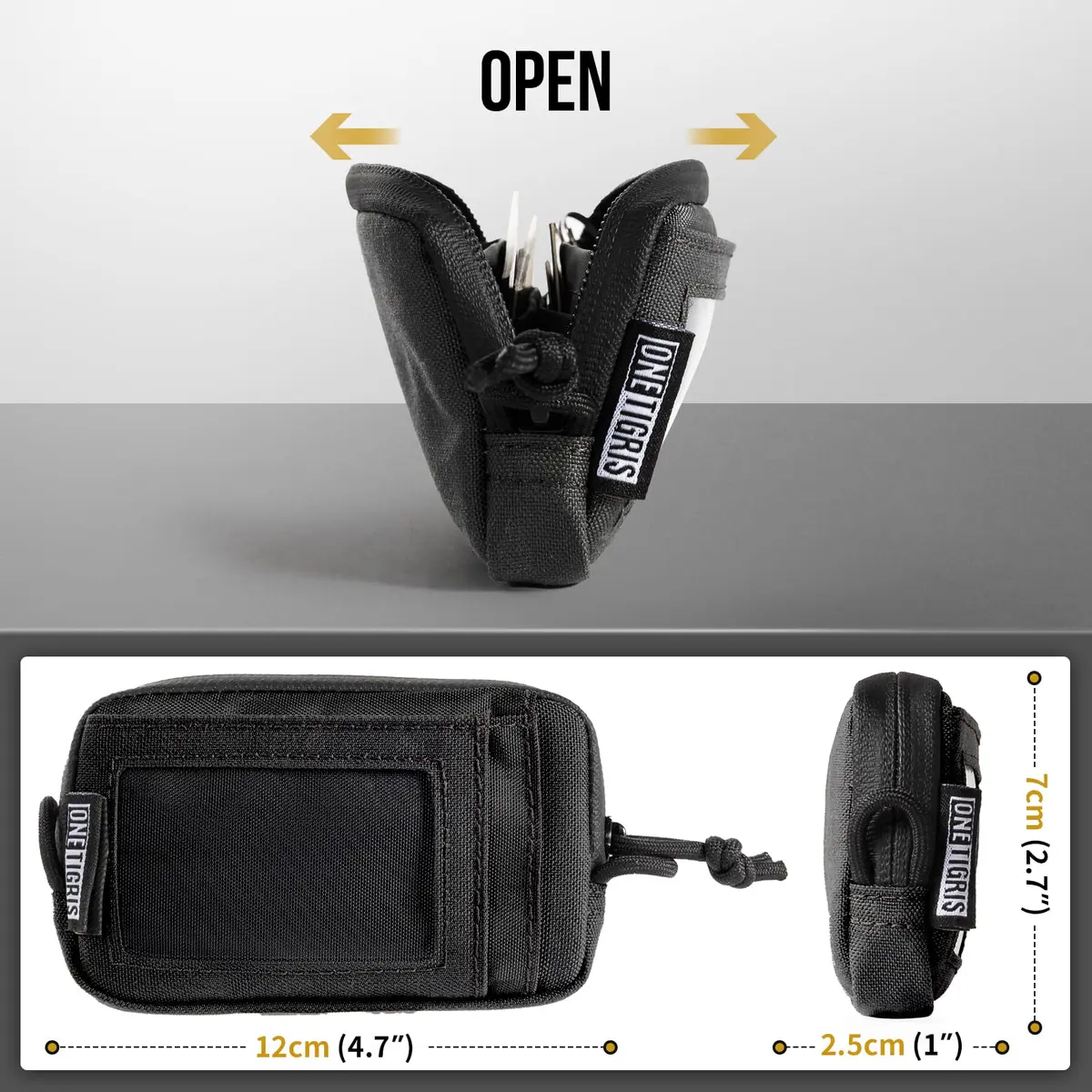 ONETIGRIS Tactical Front Pocket Wallet Zipper Coin Pouch with ID Window 10cm (3.9in) | Minimalist Nylon Organizer - view 5