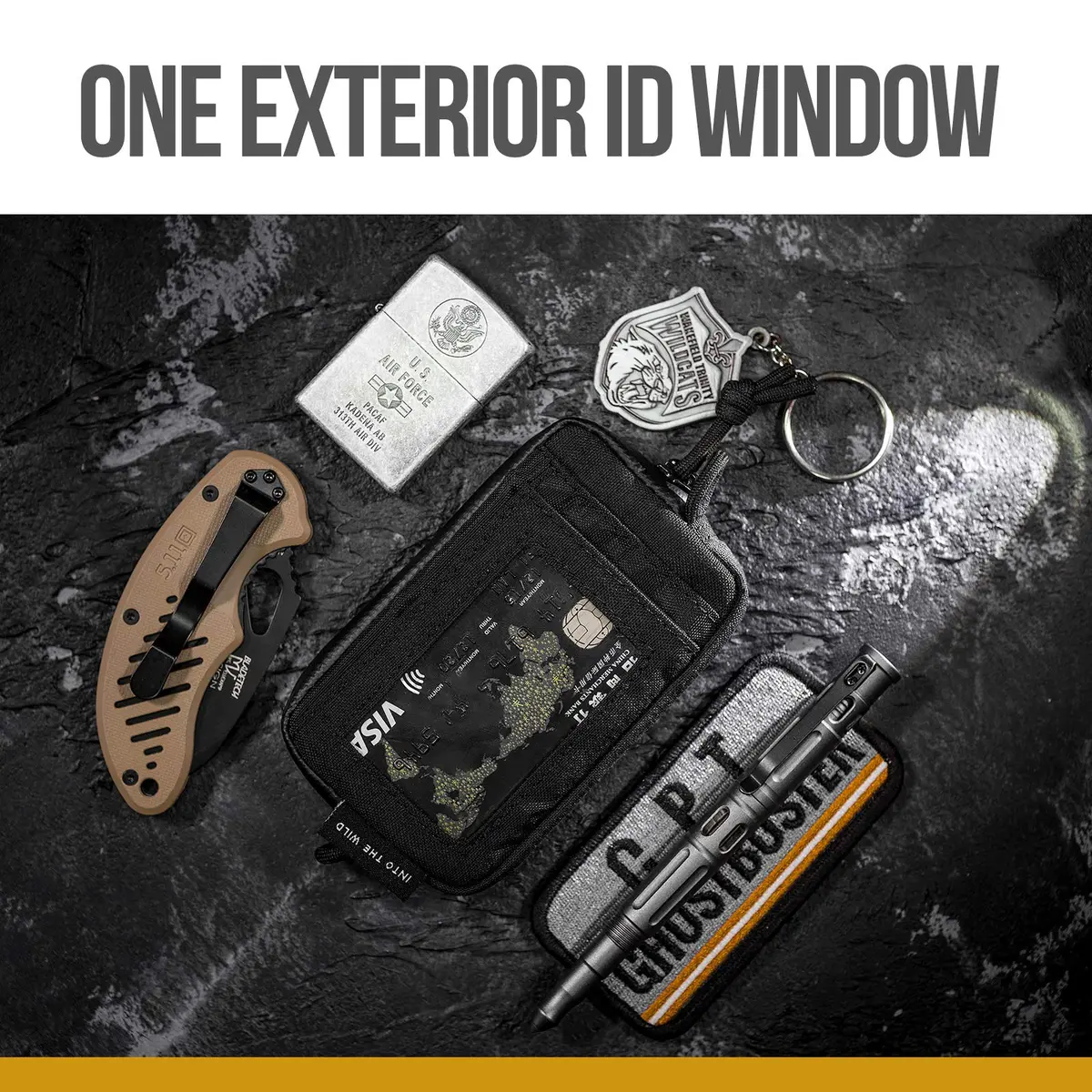 ONETIGRIS Tactical Front Pocket Wallet Zipper Coin Pouch with ID Window 10cm (3.9in) | Minimalist Nylon Organizer - view 2