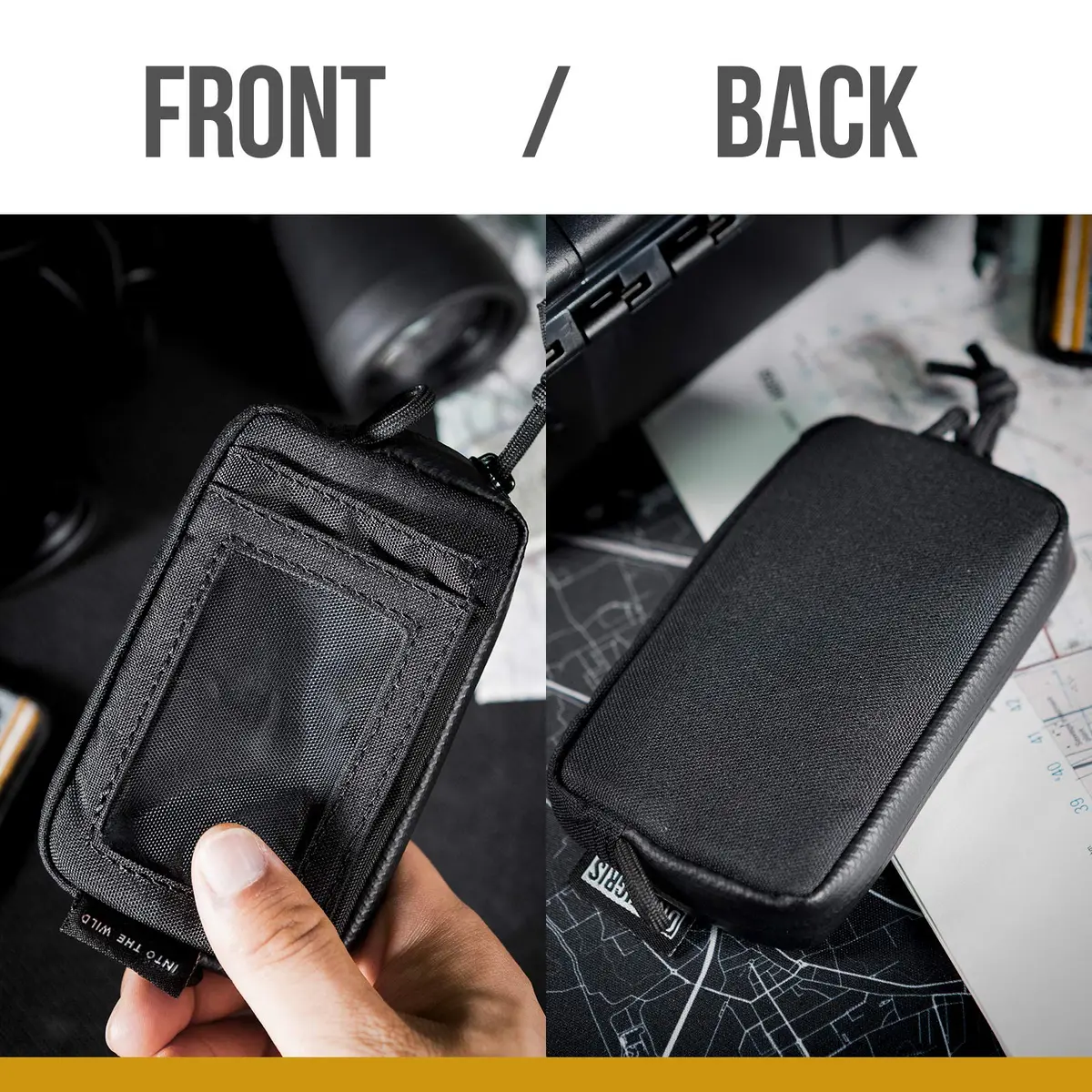 ONETIGRIS Tactical Front Pocket Wallet Zipper Coin Pouch with ID Window 10cm (3.9in) | Minimalist Nylon Organizer - view 4