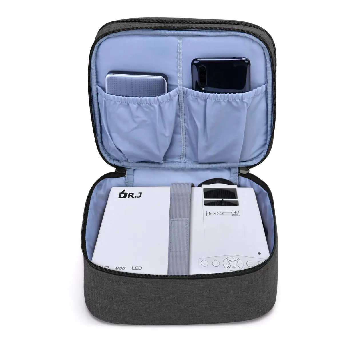 LUXJA Black Carrying Bag for Mini Projector & Accessories | Compact Portable Case with Padding (9.75" x 8.25" x 6.5") - view 3
