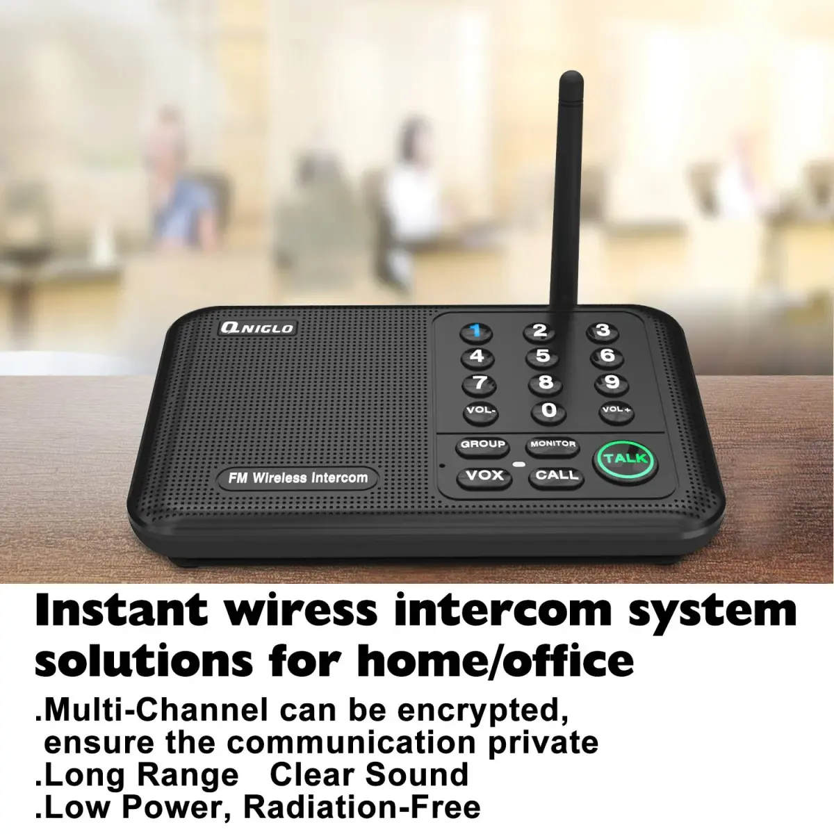 QNIGLO Wireless Intercom System | 5280 Ft Long Range, 10 Channels, VOX Hands-Free - view 2
