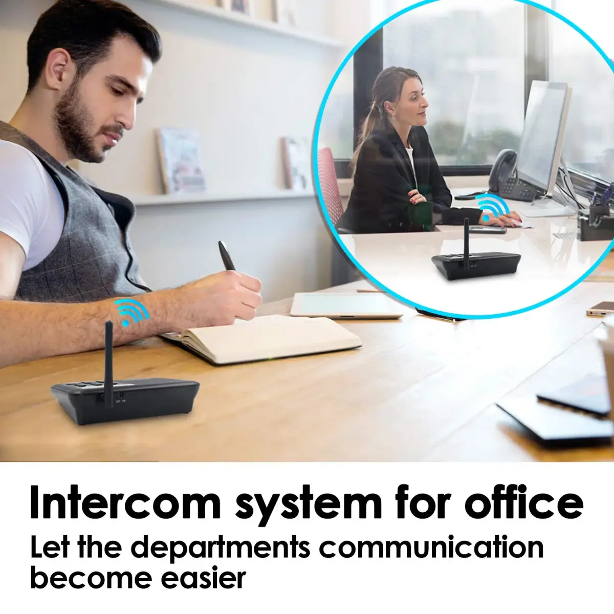 QNIGLO Wireless Intercom System | 5280 Ft Long Range, 10 Channels, VOX Hands-Free - view 4