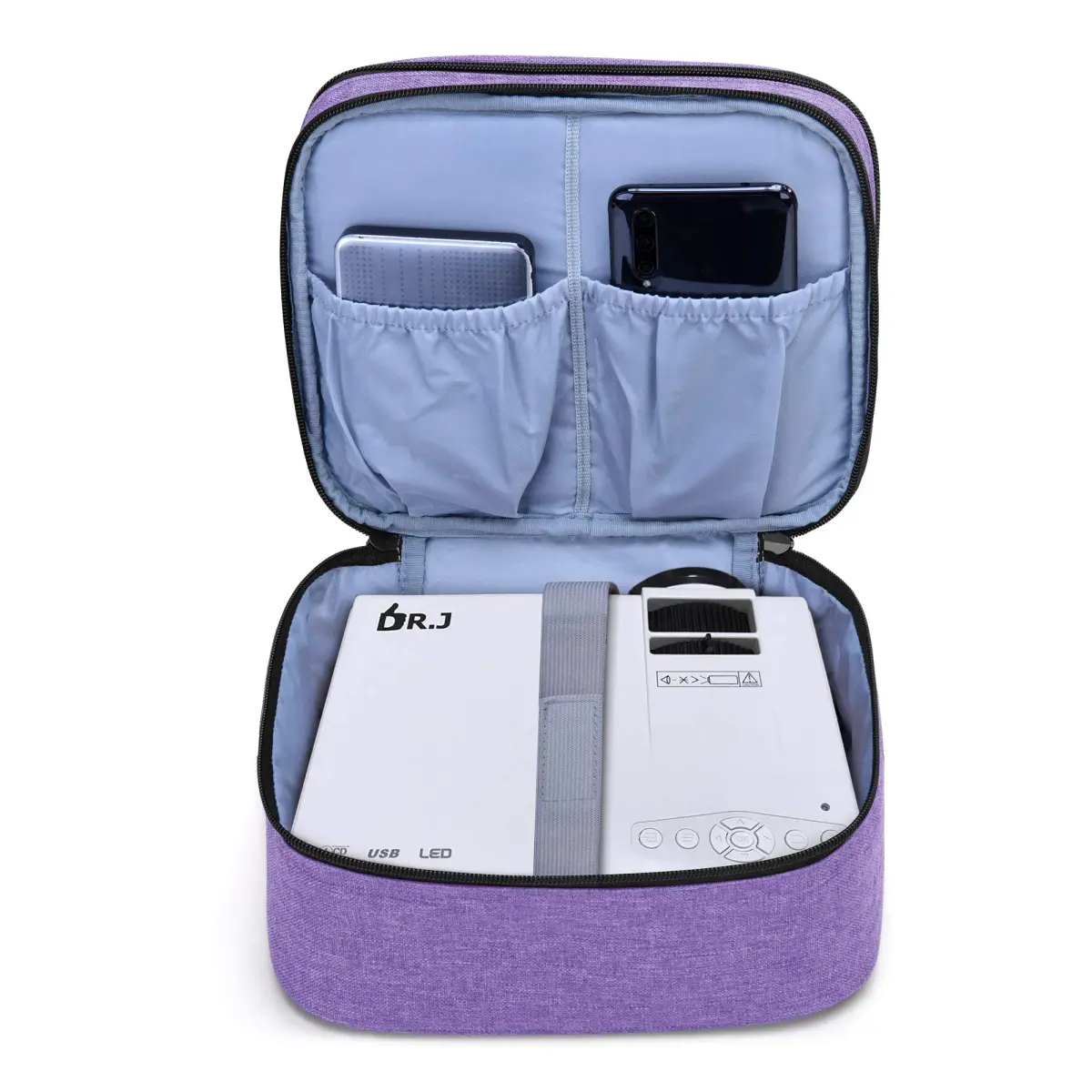 LUXJA Purple Carrying Bag Compatible with DR.J Mini Projector & Accessories | Portable Padded Case - view 3