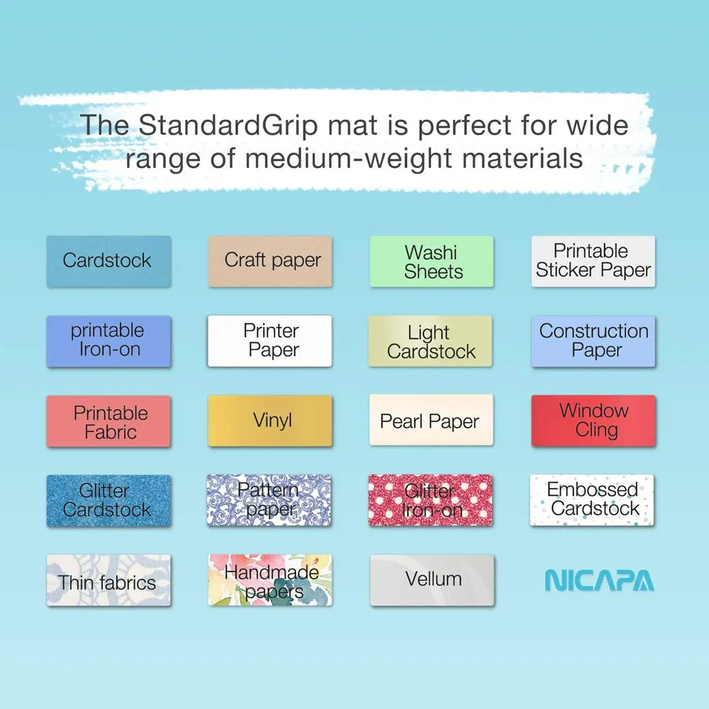 NICAPA Standard Grip Cutting Mat for Silhouette Portrait 8x12 inch (3 Mats) | Ideal Tackiness for Medium-Weight Materials - view 3