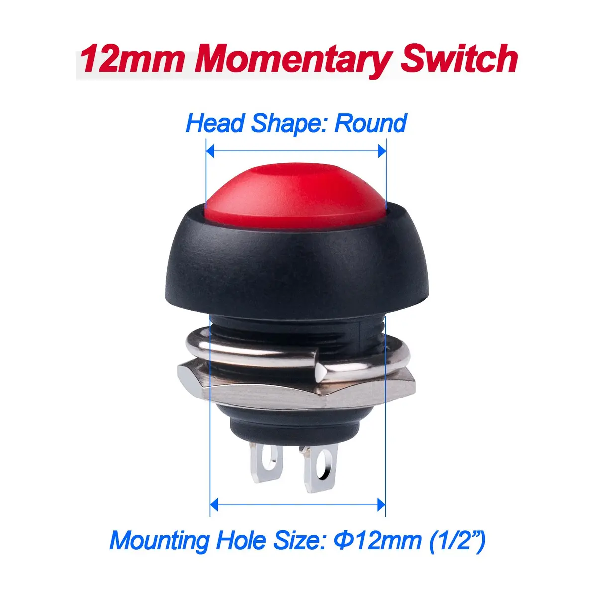 Awpeye 15PCS 12mm Waterproof Momentary Push Button Switch, 5 Colors | 3A 200V AC-OFF-ON - view 6