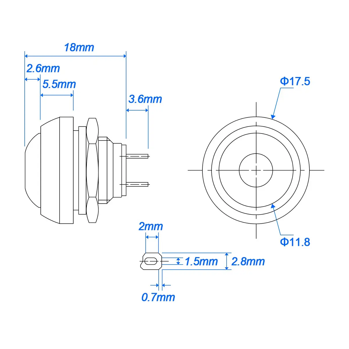 Awpeye 15PCS 12mm Waterproof Momentary Push Button Switch, 5 Colors | 3A 200V AC-OFF-ON - view 2