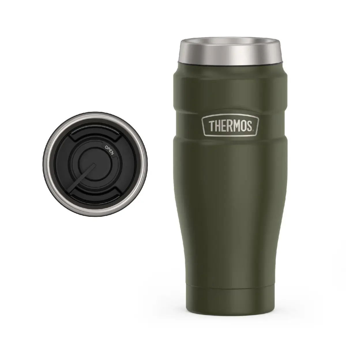 THERMOS Stainless King 16oz Tumbler - Army Green | Keeps Drinks Hot 7 Hrs, Cold 18 Hrs - main product image