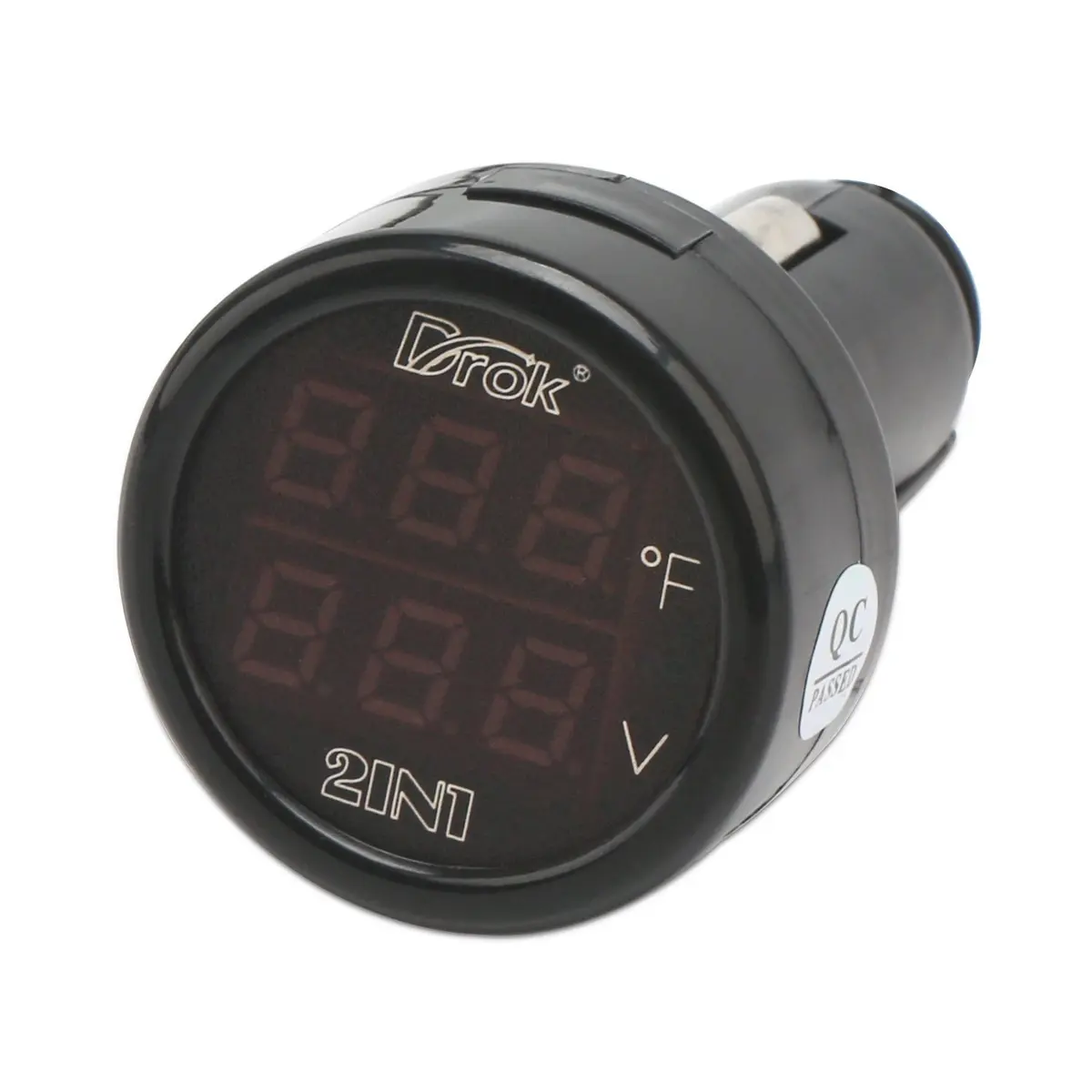 DROK Dual Display Car Thermometer & Voltage Monitor 10-170°F | 12V/24V Cigarette Lighter Powered - view 3