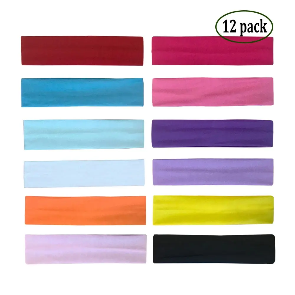 Zapire Soft Stretchy Elastic Headbands - 12 Pack Multi-Colored Hair Wraps for Women & Girls | 4.8cm Wide - view 2