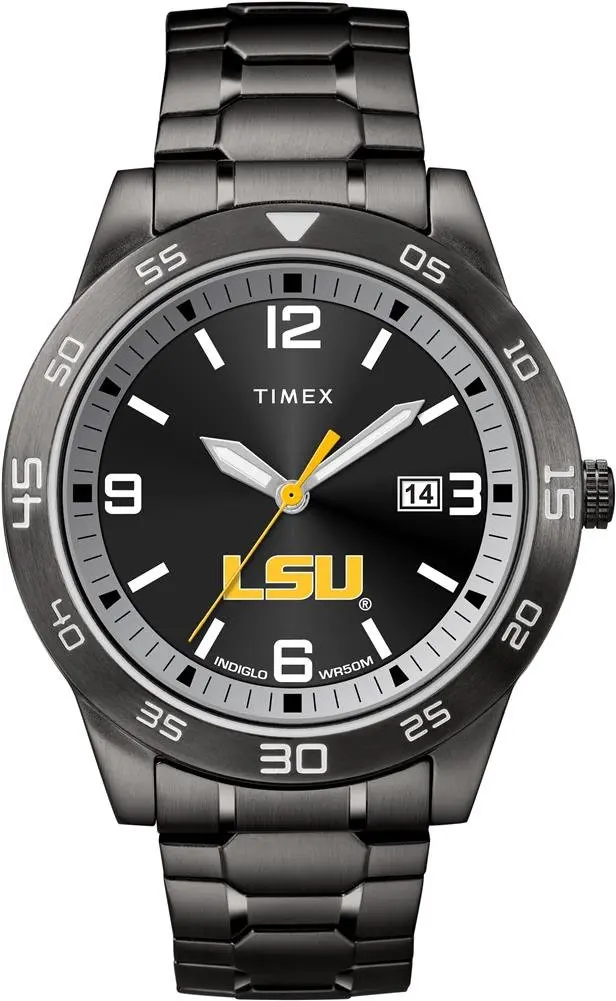 Timex Tribute Men's Collegiate Acclaim 42mm Watch – LSU Tigers with Black Stainless Steel Expansion Band - main product image