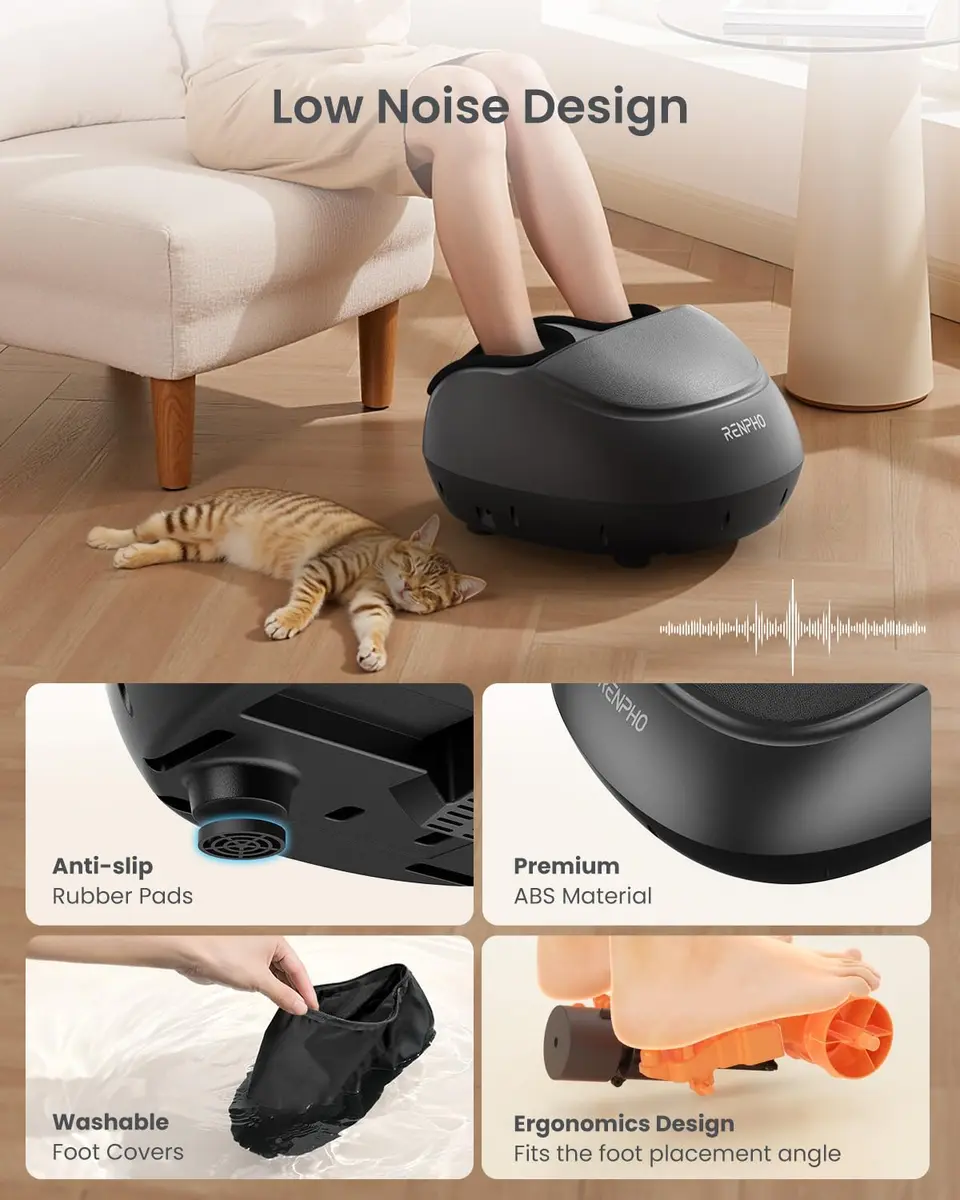 RENPHO Full Foot Massager with Heat | Deep Shiatsu Plantar Fasciitis Relief for Size 13 Feet - view 5