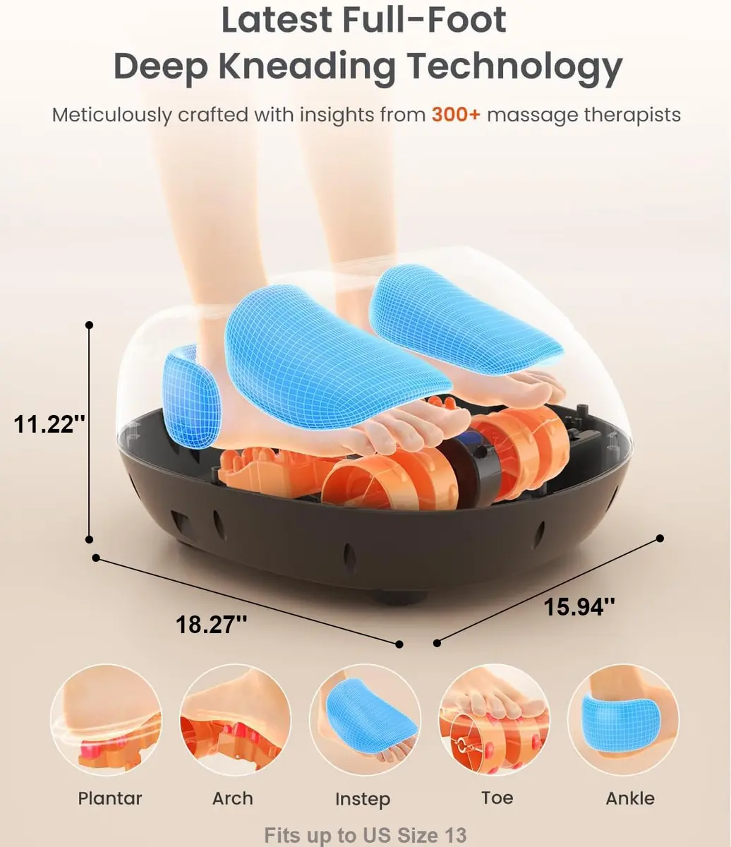 RENPHO Full Foot Massager with Heat | Deep Shiatsu Plantar Fasciitis Relief for Size 13 Feet - view 2
