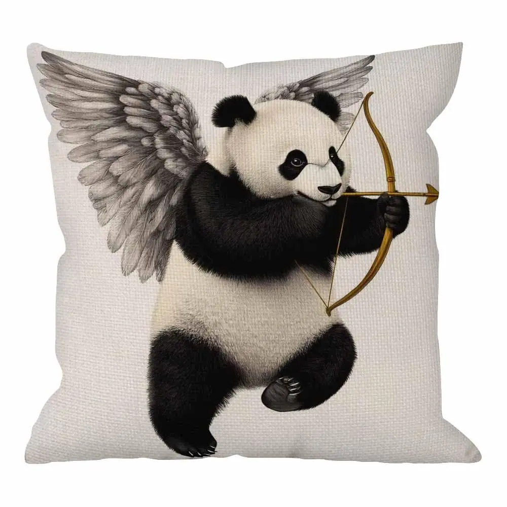 HGOD DESIGNS Panda Pillow Cover 18x18 inch | Cotton Linen Decorative Cushion Cover - main product image