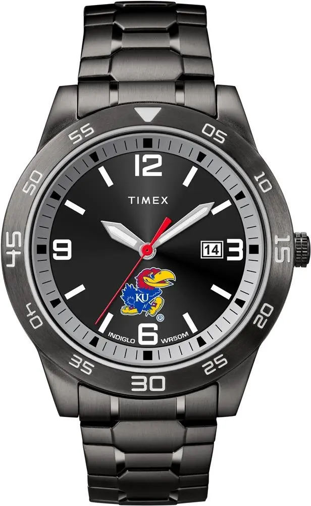 Timex Tribute Men's Collegiate Acclaim 42mm Watch – Kansas Jayhawks with Black Stainless Steel Expansion Band - main product image