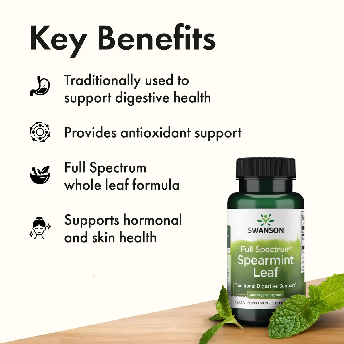 Swanson Spearmint Leaf Full Spectrum 400 mg 120 Capsules (2 Pack) | Digestive Health Support - view 8