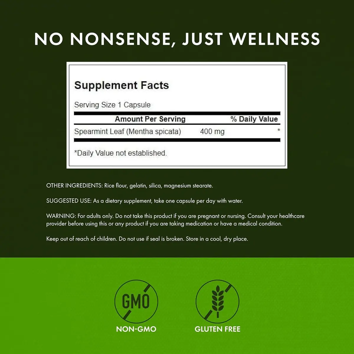 Swanson Spearmint Leaf Full Spectrum 400 mg 120 Capsules (2 Pack) | Digestive Health Support - view 2
