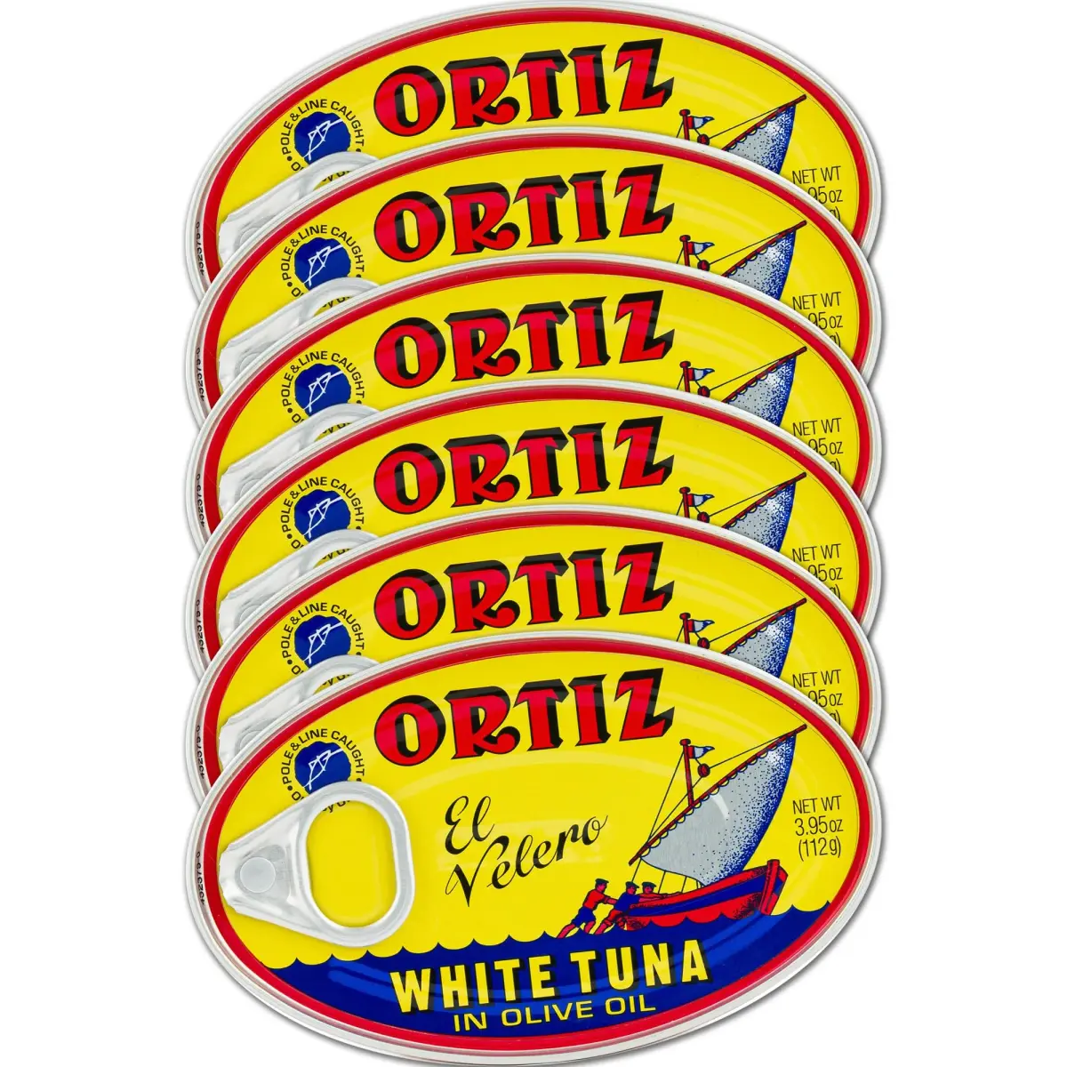 Ortiz White Tuna in Olive Oil, Fresh Tender Slices, Spanish Wild Caught Tuna, High in Protein and Omega 3 Fats, Excellent in Salad, Pasta or Sandwiches - No Need to Add Mayo, 3.95oz Can (Pack of 6) - main product image