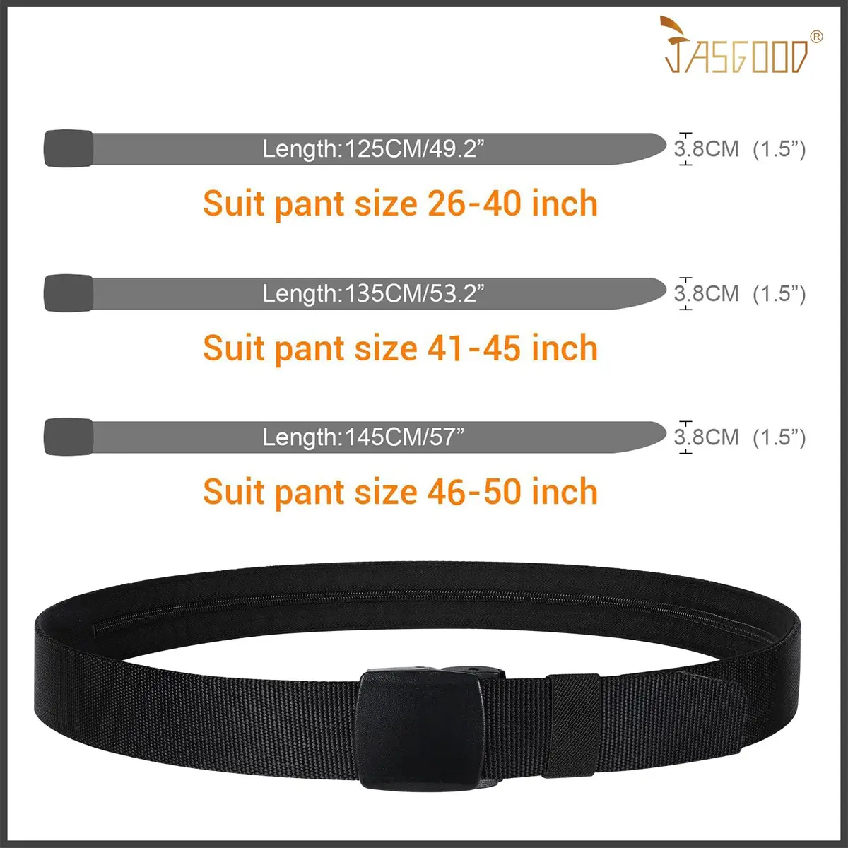 JASGOOD Travel Security Money Belt with Hidden Pocket | Unisex Nickel-Free Nylon Belt for Safe International Travel - view 5