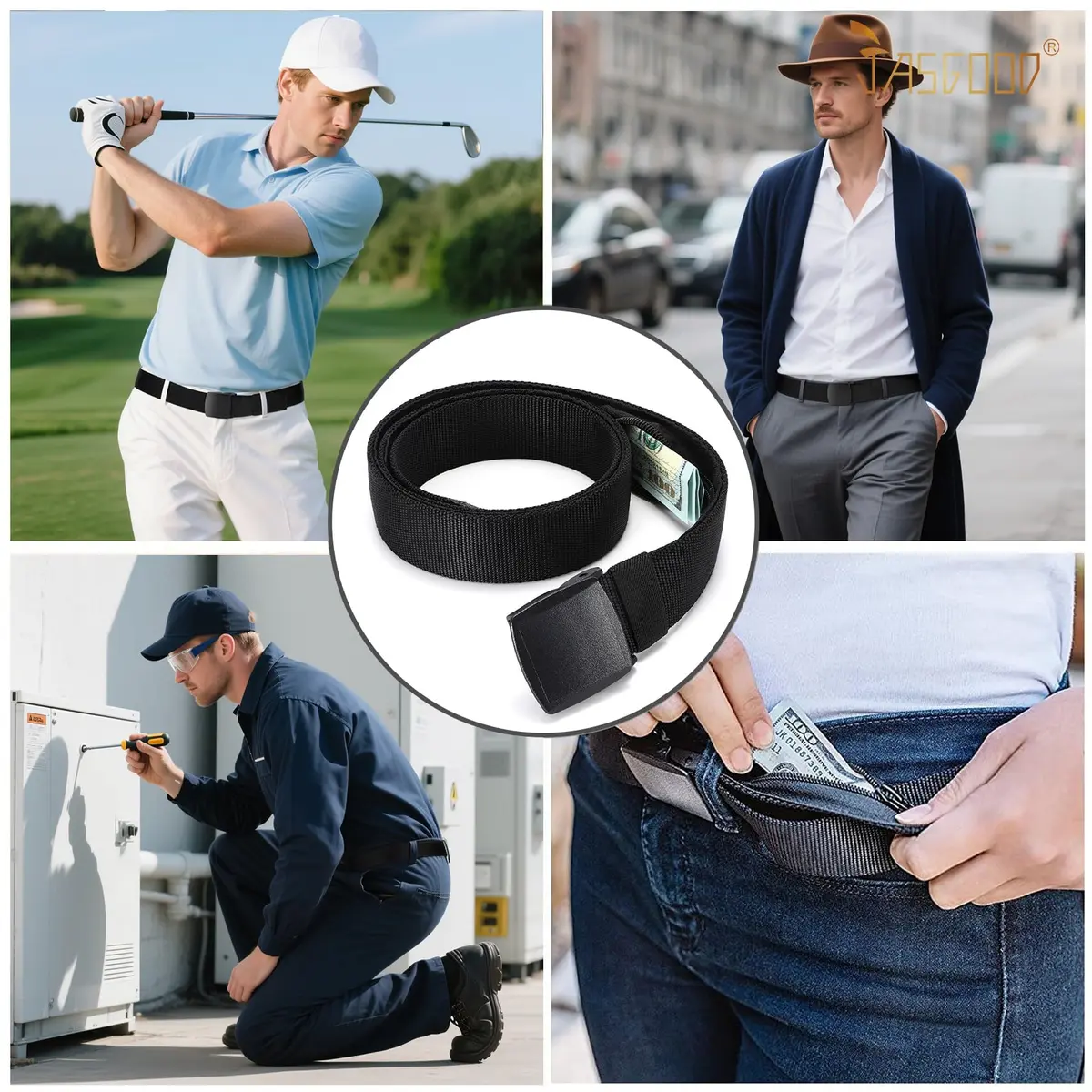 JASGOOD Travel Security Money Belt with Hidden Pocket | Unisex Nickel-Free Nylon Belt for Safe International Travel - view 6