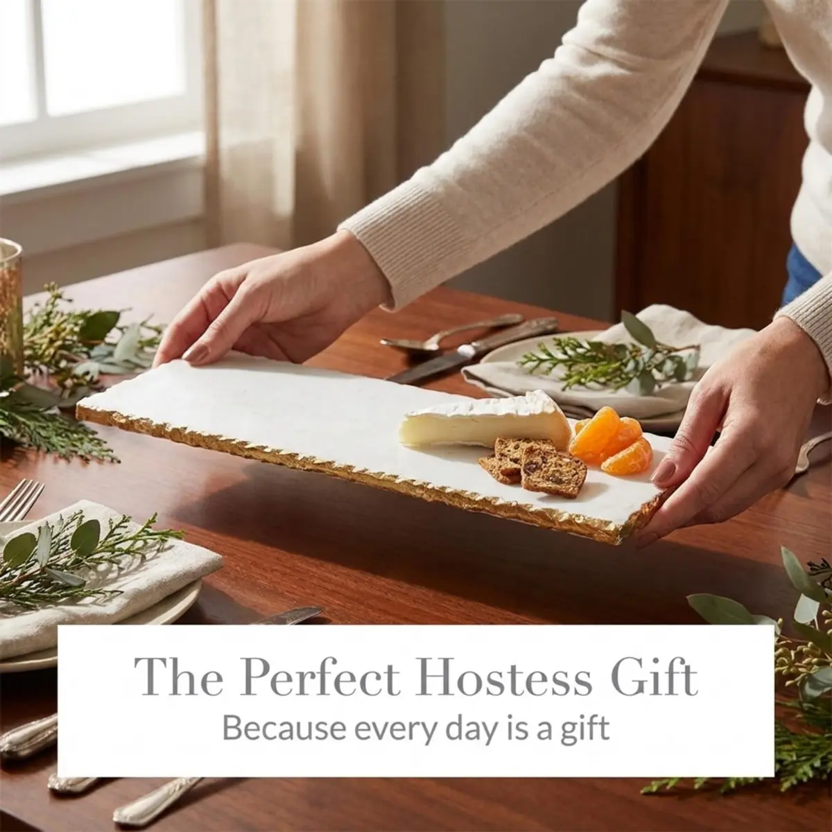 Mud Pie Marble Tray Serving Platter | Elegant Marble Riser for Kitchen & Entertaining - view 6