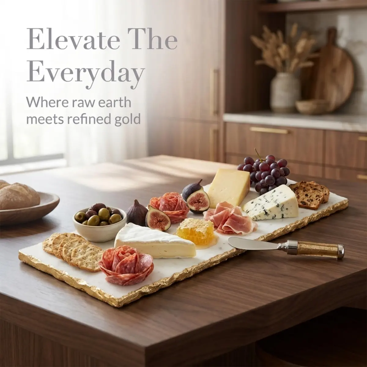 Mud Pie Marble Tray Serving Platter | Elegant Marble Riser for Kitchen & Entertaining - view 2