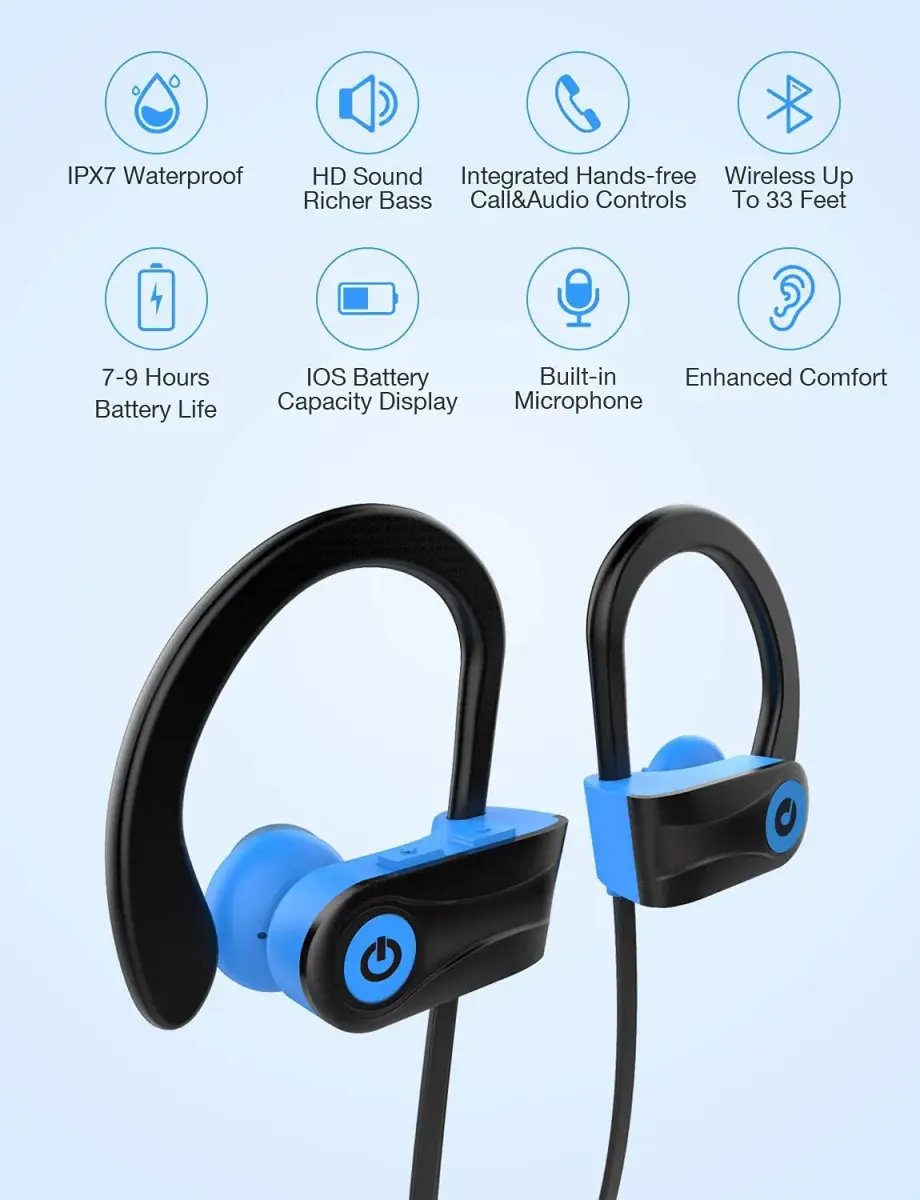 Otium Wireless Sports Earbuds Bluetooth 4.1 IPX7 Waterproof (Blue) | HD Stereo Sound with 9 Hrs Battery - view 2