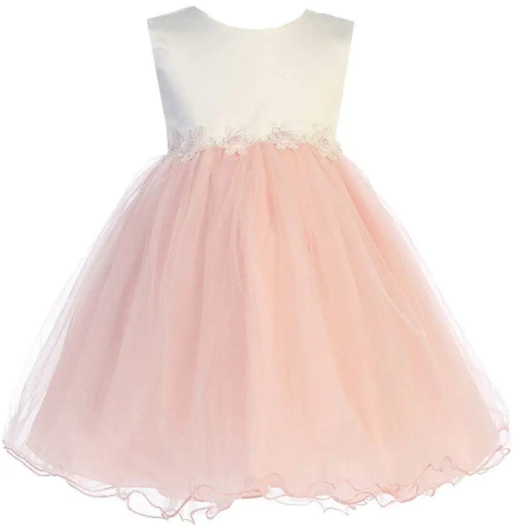 iGirlDress Blush Baby Girls Tulle Dress 6 Months | Christening & Party Formal (70-120 chars) - main product image