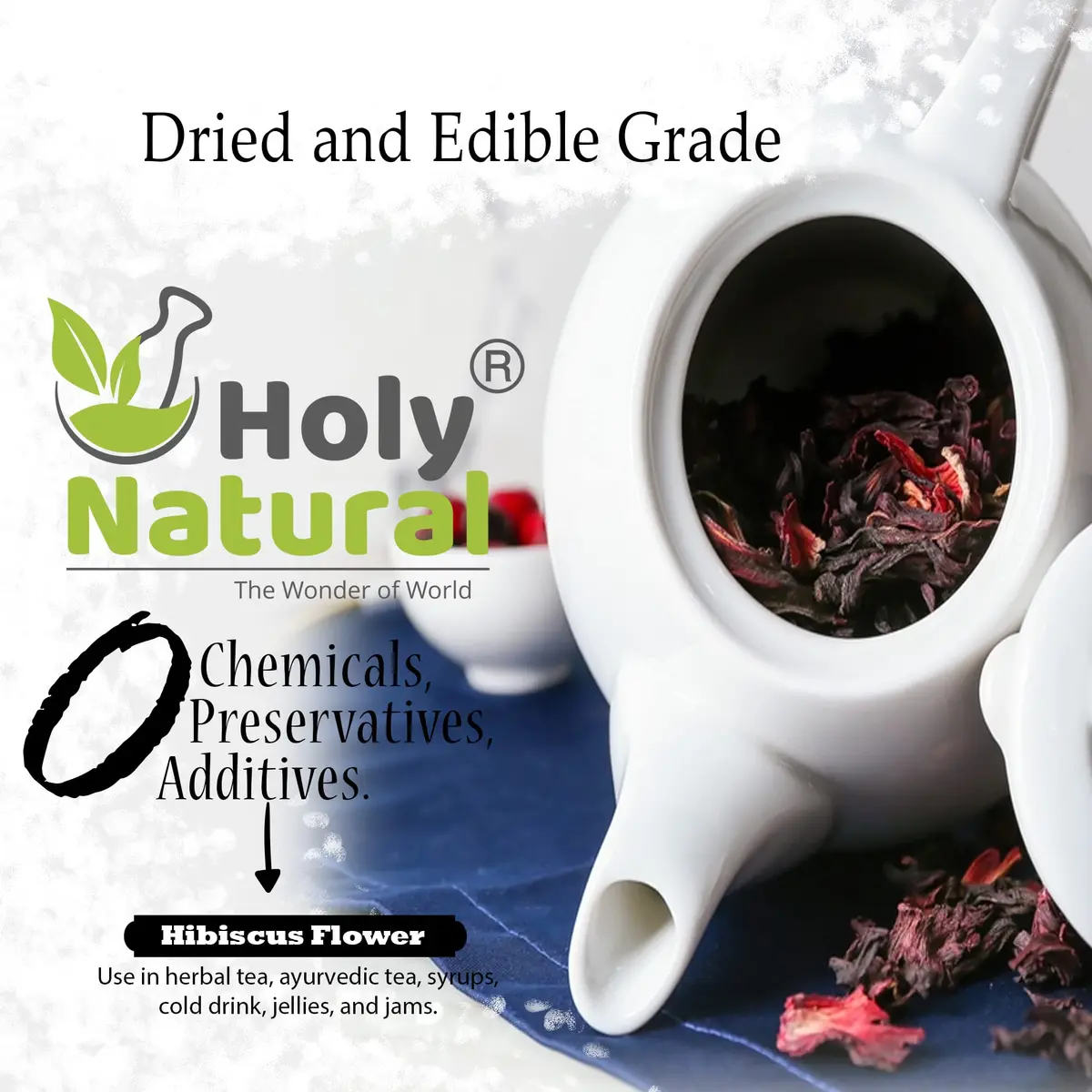 Holy Natural Hibiscus Sabdariffa Flower 200g | Edible Grade, Natural & Organic - view 3