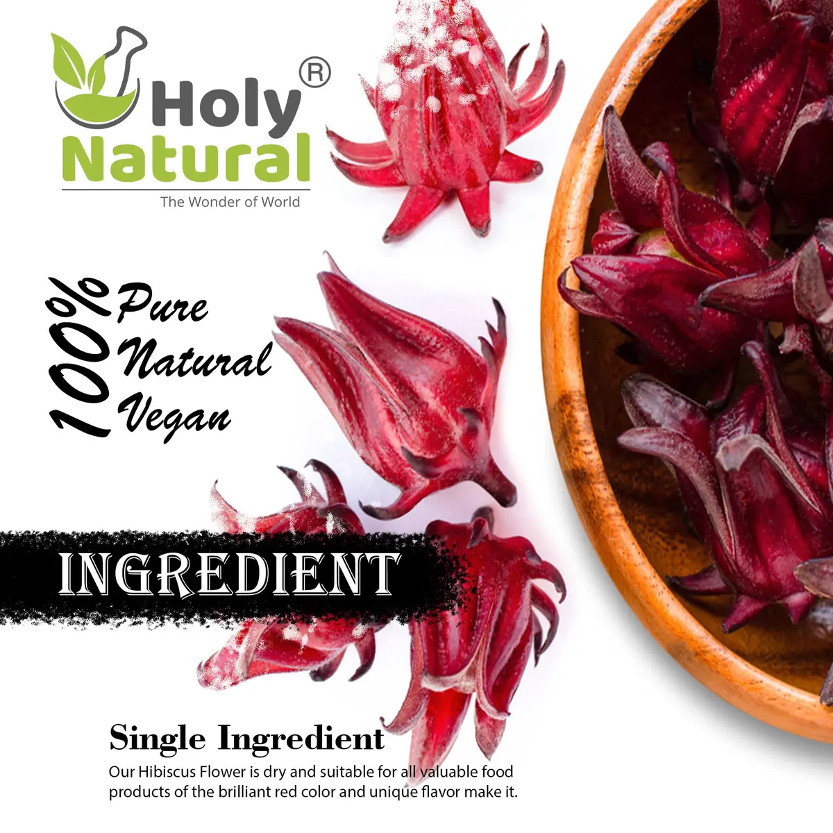 Holy Natural Hibiscus Sabdariffa Flower 200g | Edible Grade, Natural & Organic - view 4