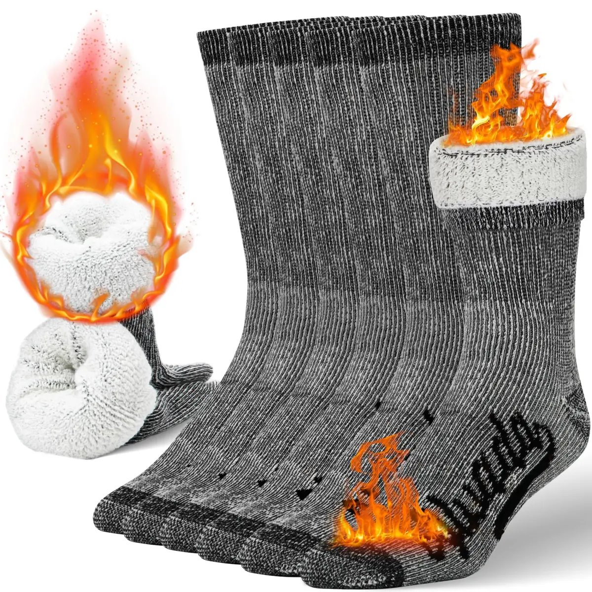 Alvada Merino Wool Hiking Socks Thermal Warm Crew Winter Boot Sock 3 Pairs SM - main product image