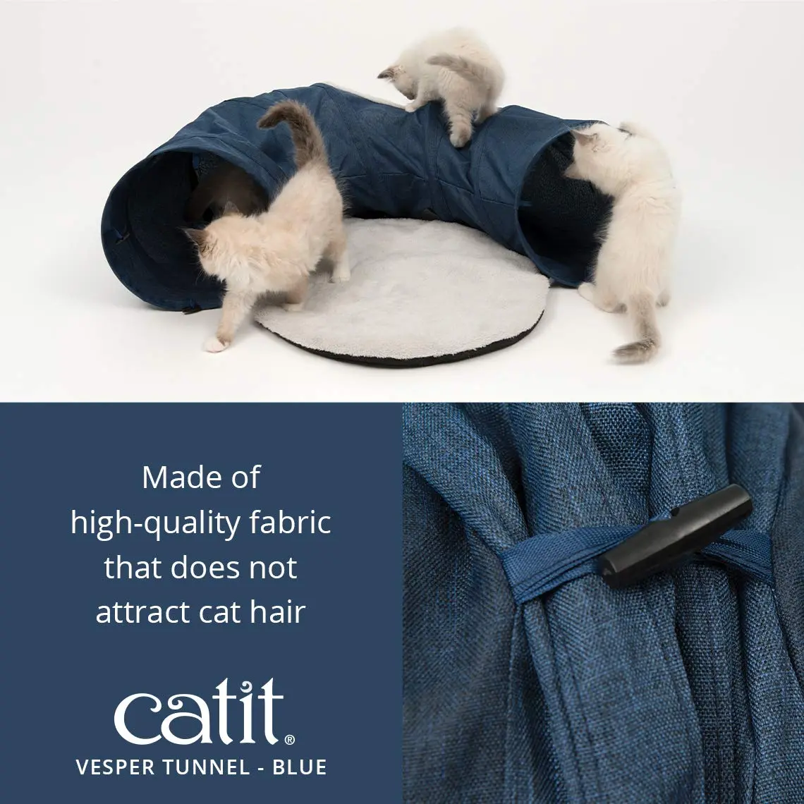 Catit Vesper Cat Tunnel, Cat Toy, Blue, 41995 | Collapsible, Washable & Snag-Resistant - view 2
