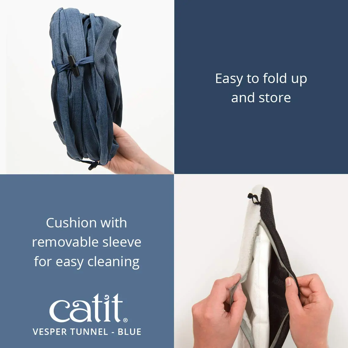 Catit Vesper Cat Tunnel, Cat Toy, Blue, 41995 | Collapsible, Washable & Snag-Resistant - view 4