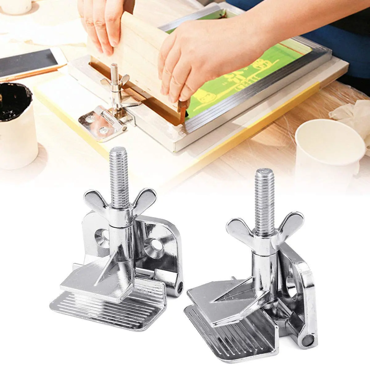MS WGO Screen Printing Clamps 2PCS | Heavy-Duty Zinc Alloy Fixing Tool for Silk Screen Printing (70-120 chars) - view 3