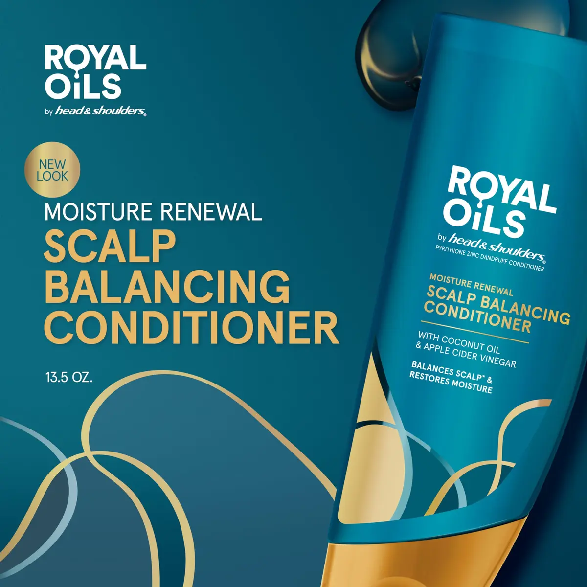 Head & Shoulders Royal Oils Moisture Renewal Conditioner with Coconut Oil 13.5 fl oz (399 ml) | Balances Scalp Moisture - view 6