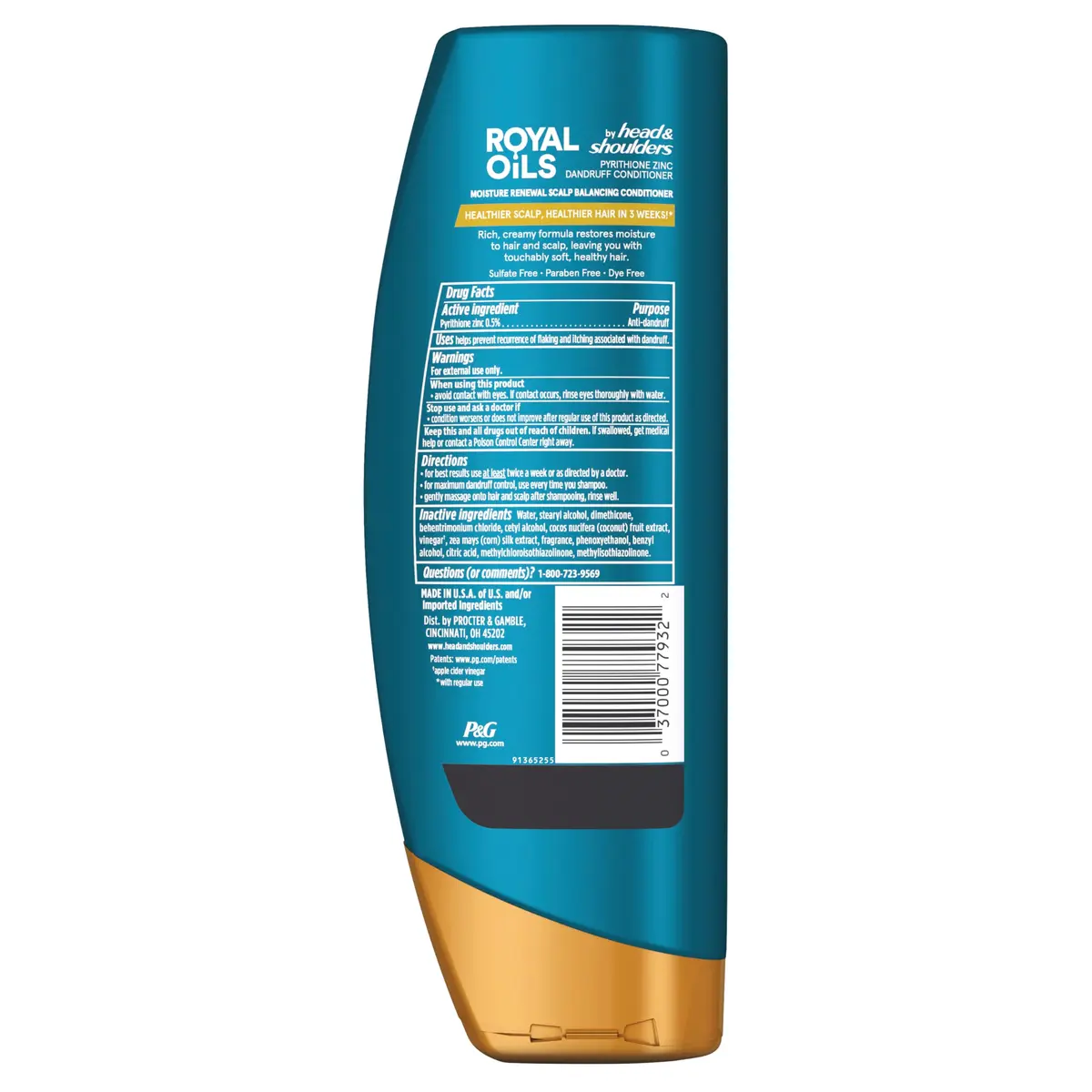 Head & Shoulders Royal Oils Moisture Renewal Conditioner with Coconut Oil 13.5 fl oz (399 ml) | Balances Scalp Moisture - view 7