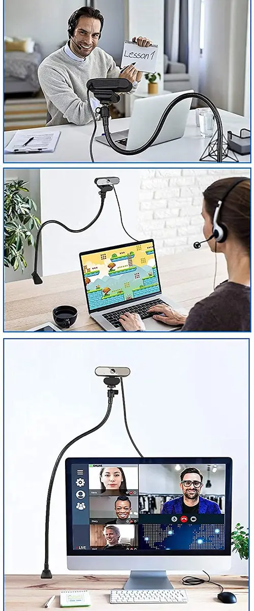 Etubby Webcam Stand Holder 27" Adjustable Gooseneck Desk Clamp Mount for Logitech Webcam C925X, C922, C930e, C930, C920, C615, Etc. (1/4" Threaded) - view 6