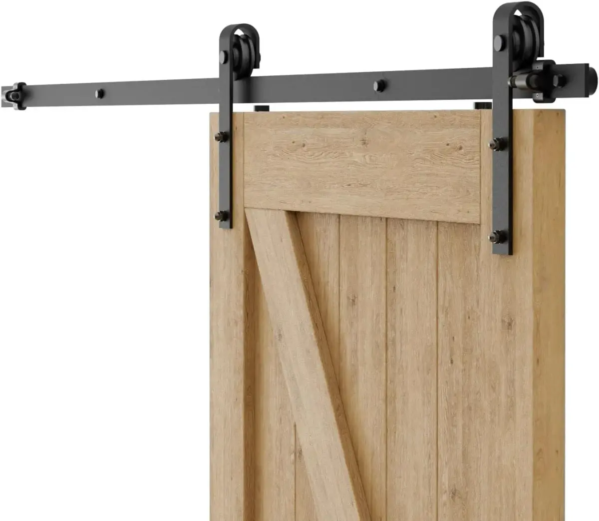CCJH 5.5FT Sliding Barn Door Hardware Kit for Single Wooden Door | Heavy Duty Steel Track System - main product image
