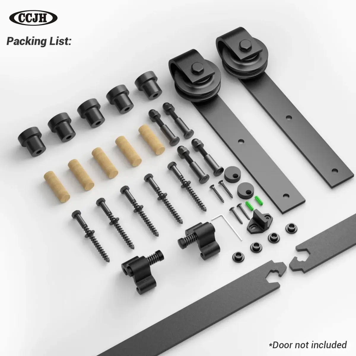 CCJH 5.5FT Sliding Barn Door Hardware Kit for Single Wooden Door | Heavy Duty Steel Track System - view 5